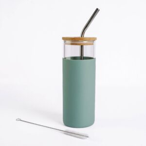 Eco Glass Tumbler with Bamboo Lid & Reusable Straw | Sustainable Drink Bottle in Pakistan