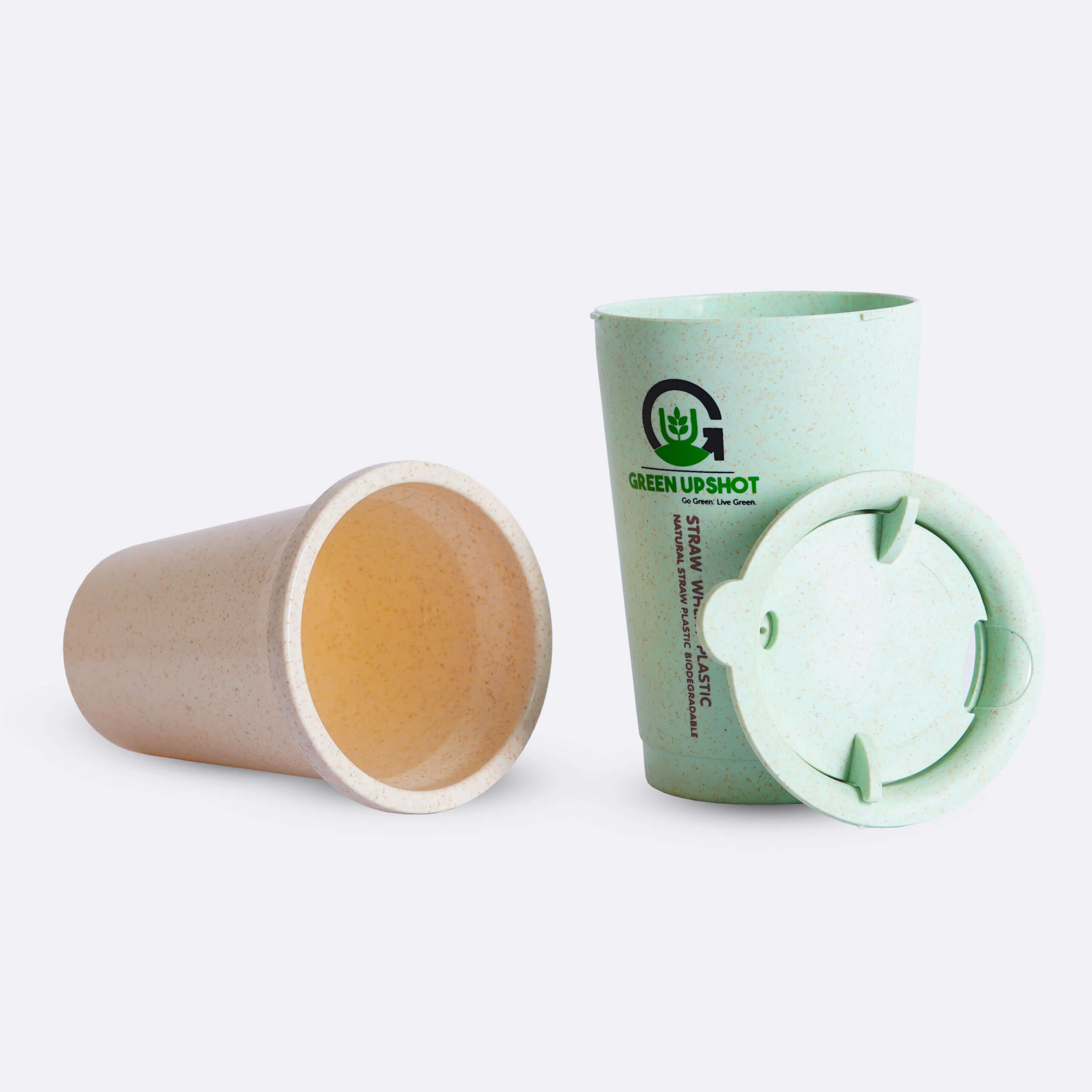 Double Wall Wheat Straw Coffee Cup 300ML - Green Upshot