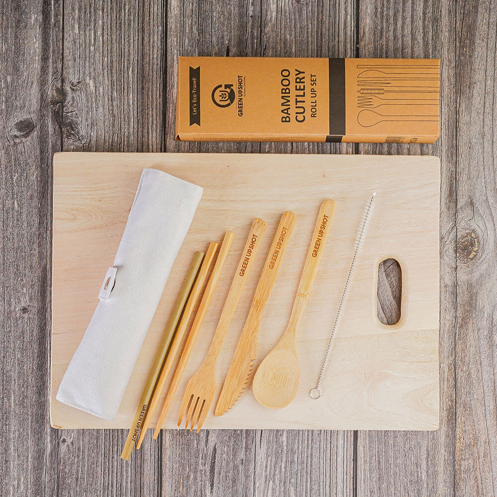 Bamboo Utensils Reusable Cutlery Travel Set Eco-friendly Wooden