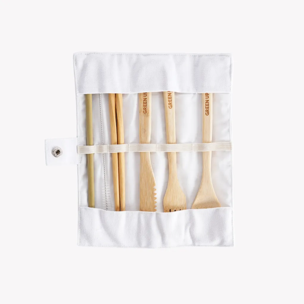 Bamboo cutlery set in natural bamboo for eco-friendly corporate gifting