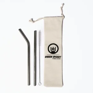 reusable stainless steel straws set with pouch