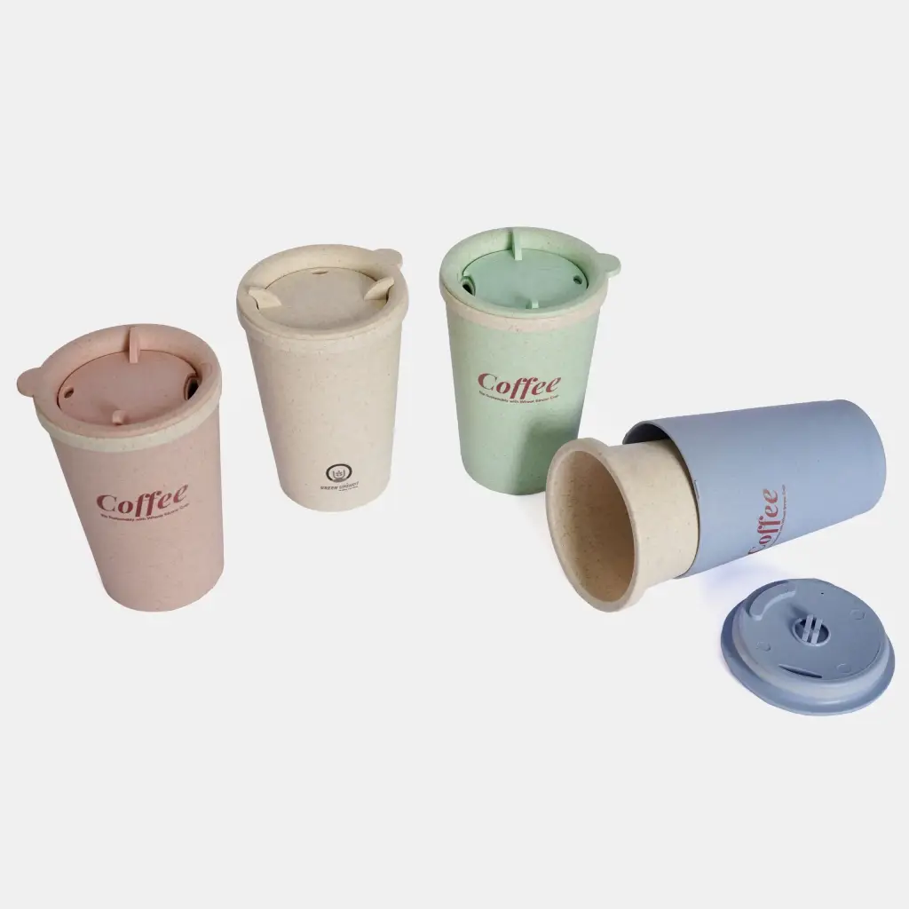Double Wall Reusable Wheat Straw Coffee Cup | Eco-Friendly Travel Cup Pakistan - Image 3