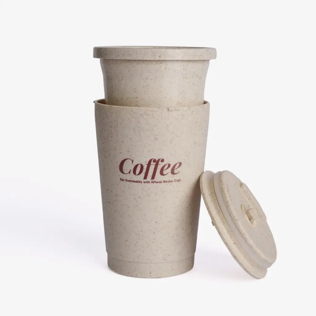 Double Wall Reusable Wheat Straw Coffee Cup | Eco-Friendly Travel Cup Pakistan - Image 4