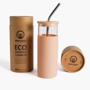 glass tumbler with bamboo lid