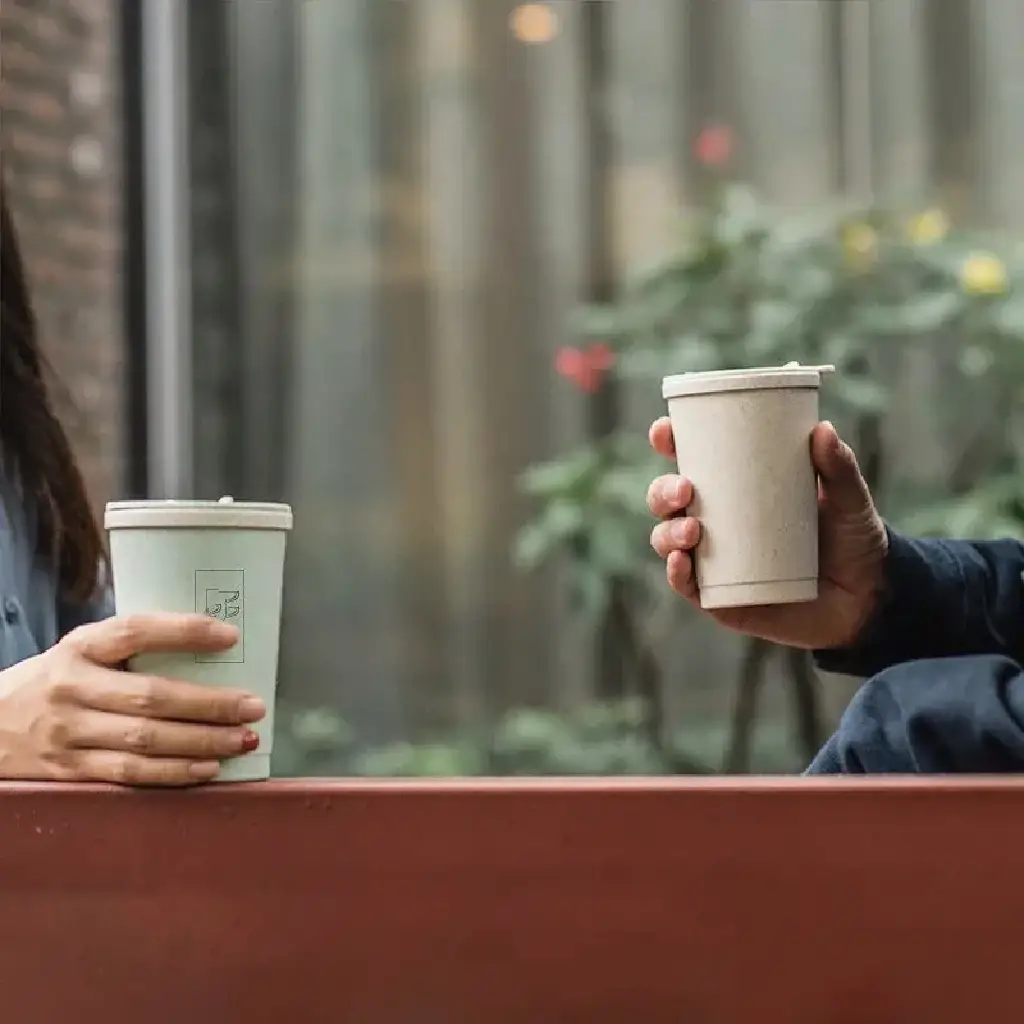 Double Wall Reusable Wheat Straw Coffee Cup | Eco-Friendly Travel Cup Pakistan - Image 2