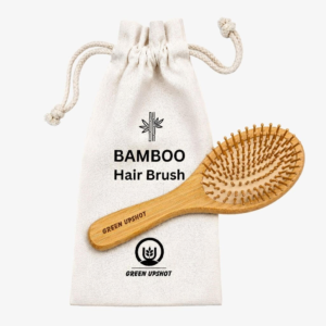 Wooden bamboo hair brush with natural bristles