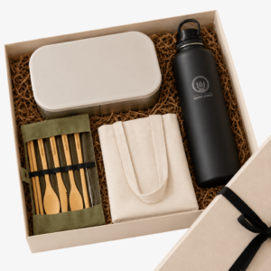 Lunch hamper with reusable bento box and water bottle